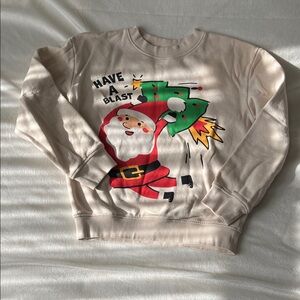 H&M Kids Santa Graphic Cream Sweater